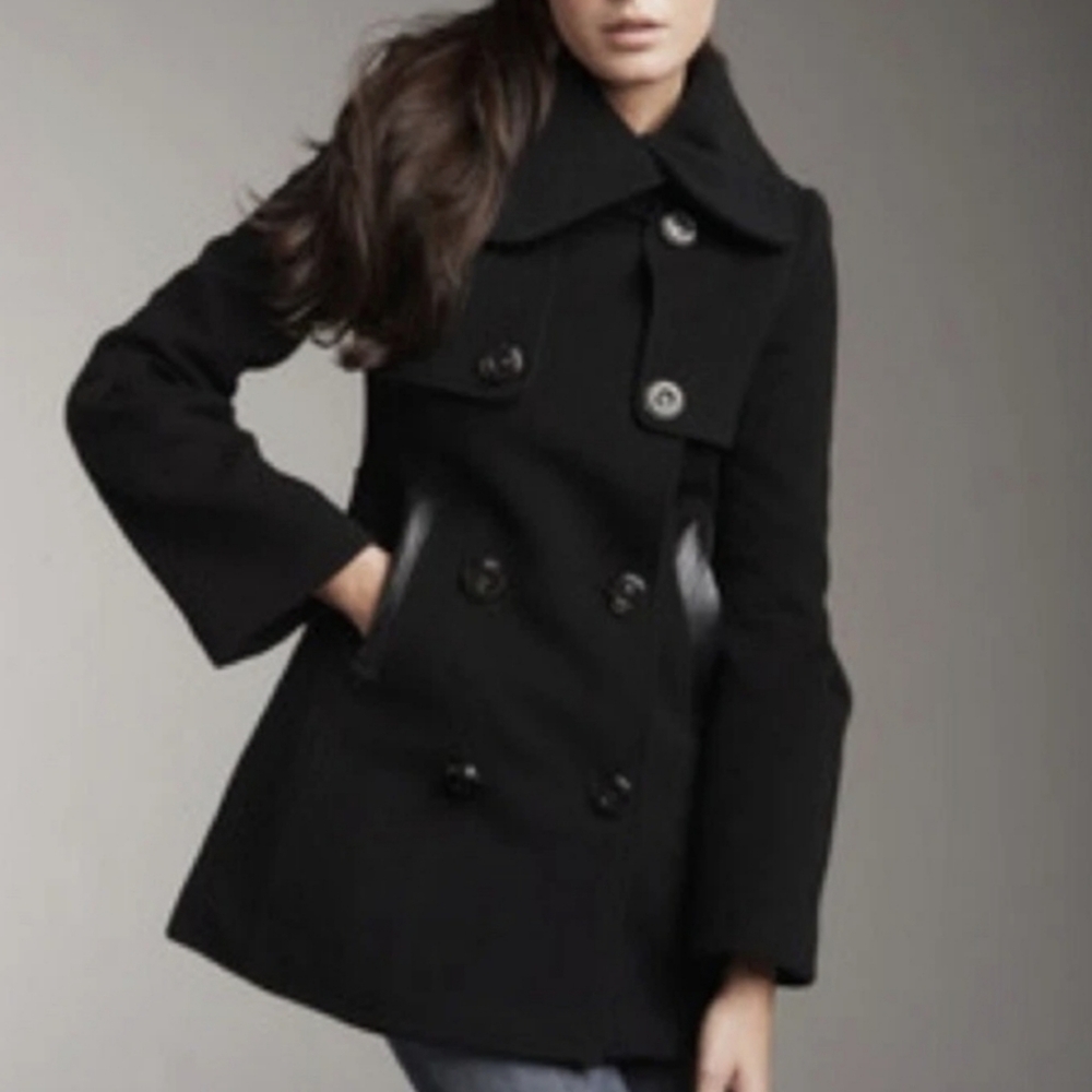 Mackage Raffy Double-breasted Peacoat in Brown. Size: Small.